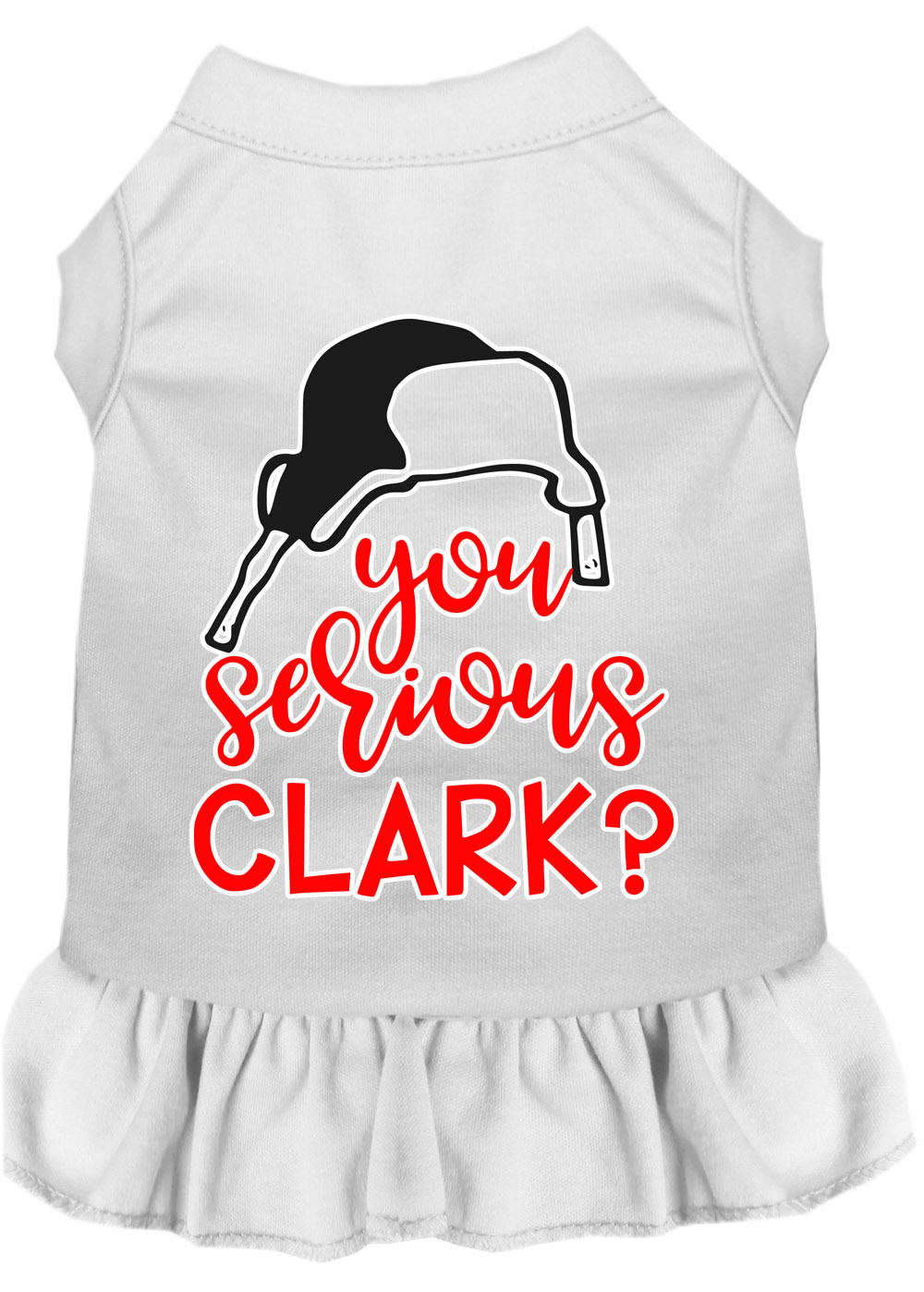 You Serious Clark? Screen Print Dog Dress White Sm